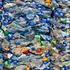 recycled pet flakes / pet bottles plastic scrap in bale