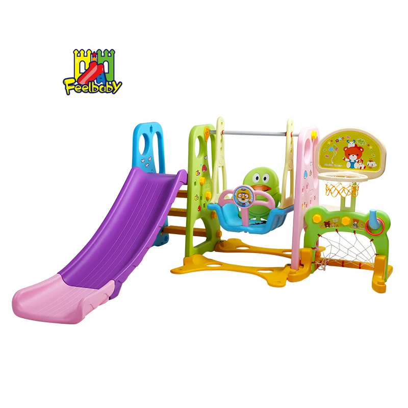

Feelbaby slide swing set plastic play slides for kids, Colorful/pink/green