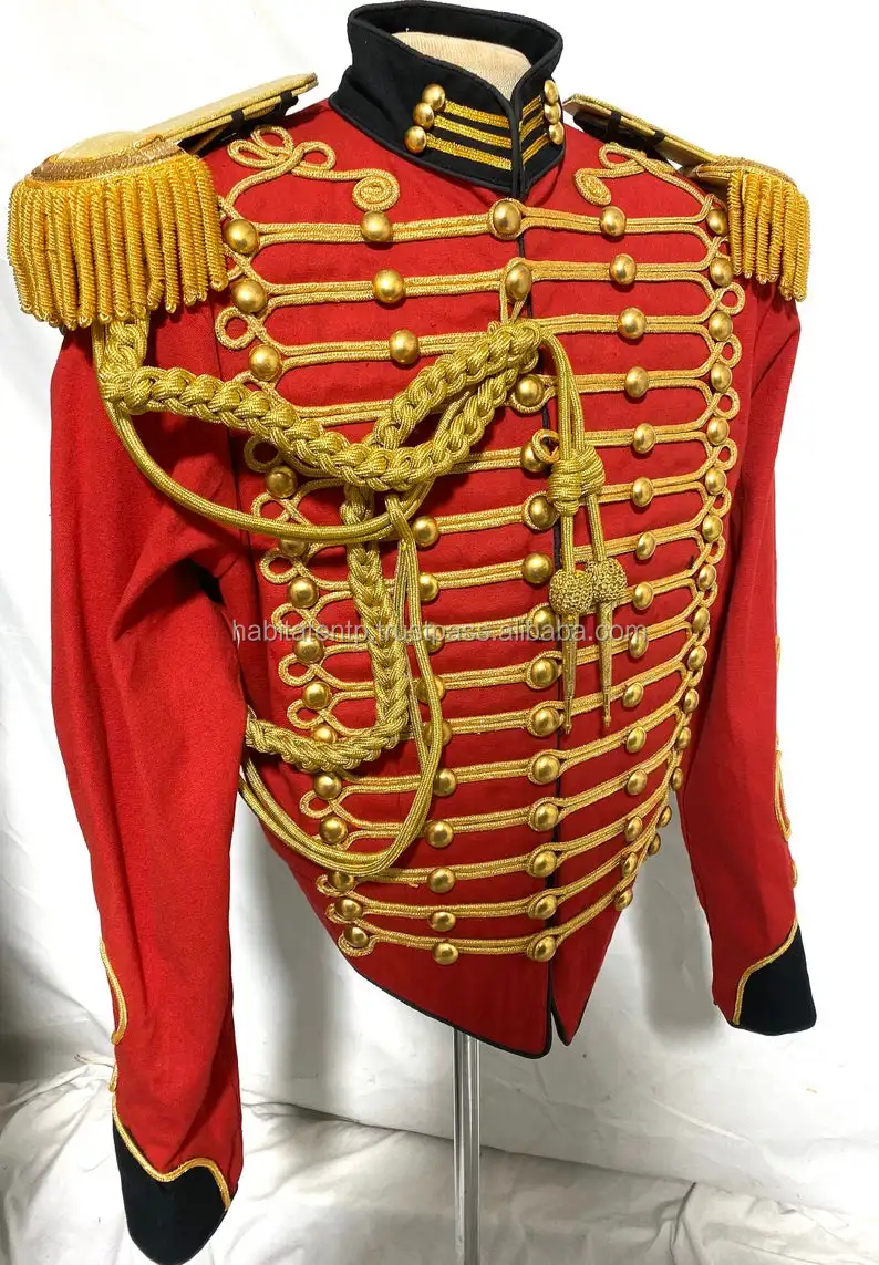 High Quality Ceremonial Gold Braiding Hussar Jacket Red Black Napoleon ...