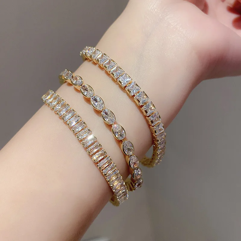 

Fashion geometric zircon bracelet simple personality exaggerated temperament accessories jewelry