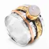 Rainbow Moonstone Solid 925 Sterling Silver Jewelry Handmade Spinner, Meditation Ring For Women
