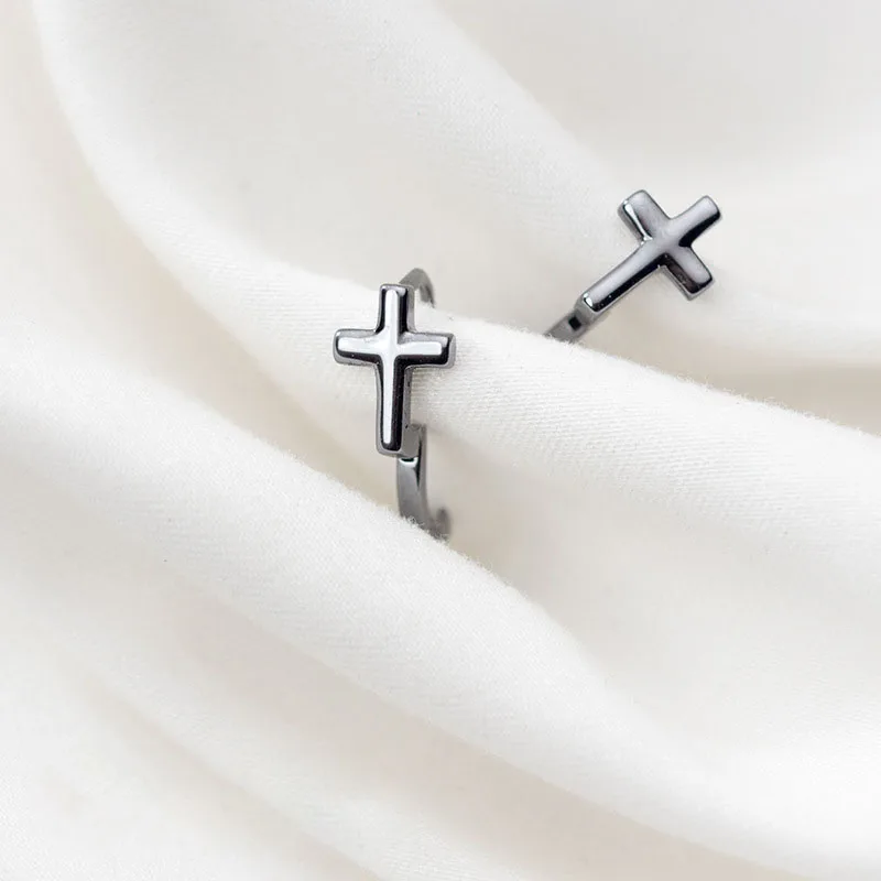 

E5906 Christian Gifts Bijoux 925 Silver Student Cross Earrings Earrings