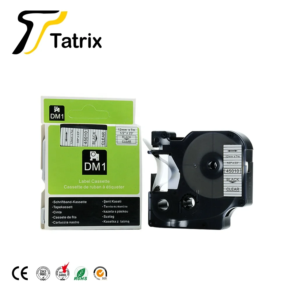 

Tatrix 12mm Black on Clear Compatible Label Tape cartridge 45010 for DYMO LabelManager 160 280 Printer