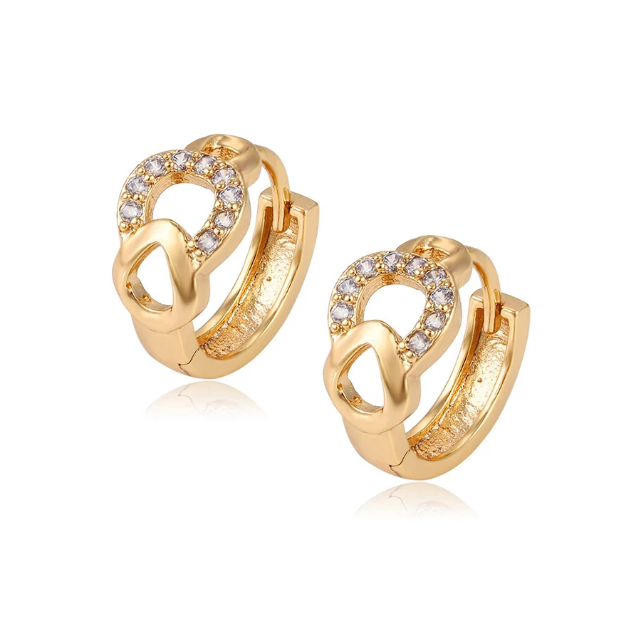 

95194 Hot sale beautiful ladies jewelry simply design zircon paved hoop earrings
