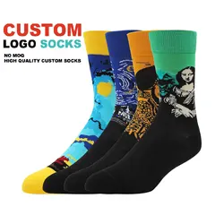 Oem Custom Logo Designer Mens Socks 100% Cotton Tu