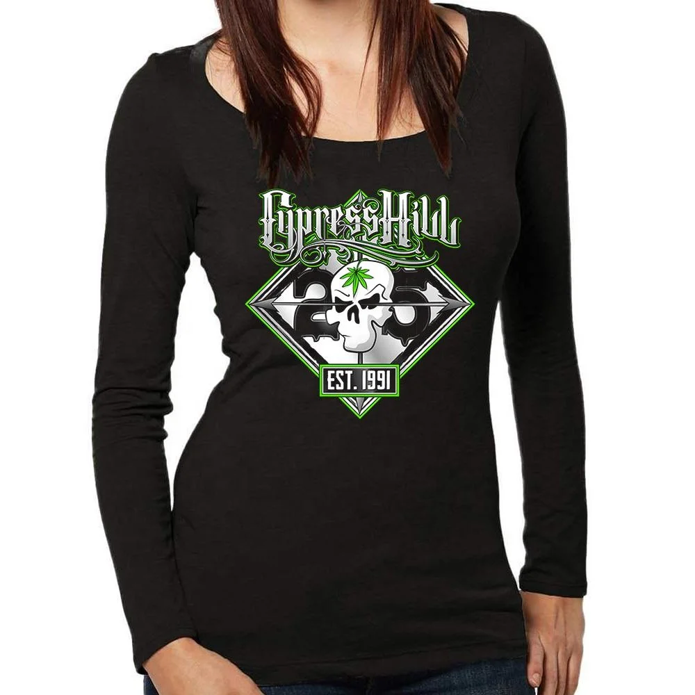 Deep scoop neck long sleeve tee Clearance