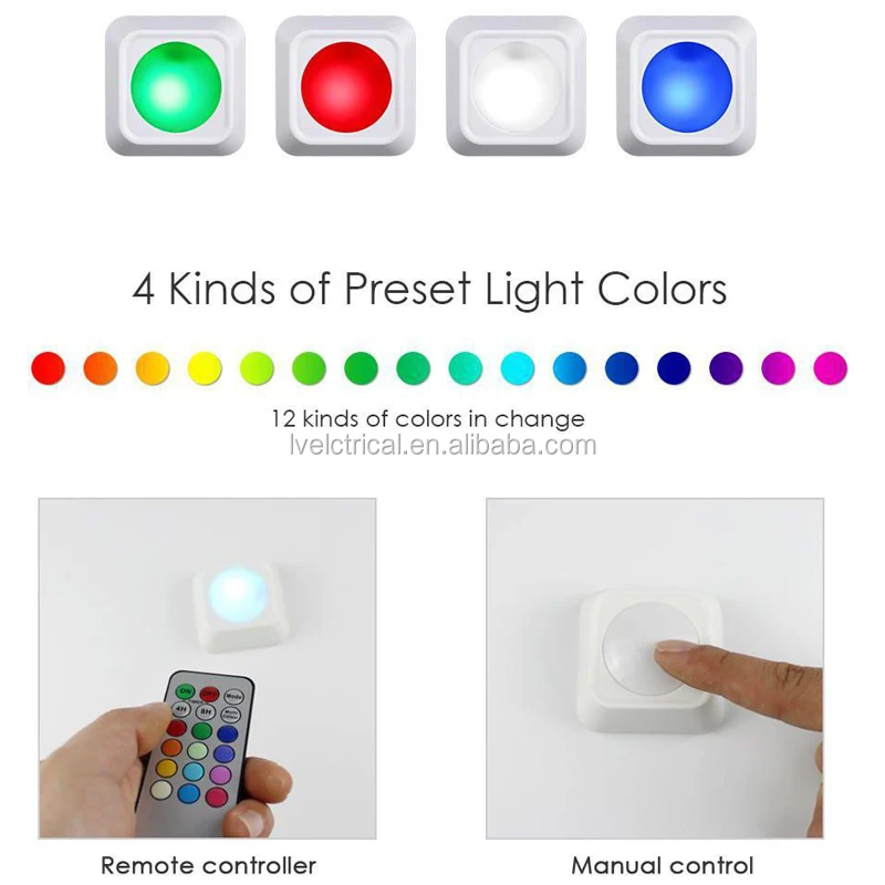 4.5V 1W 3 Pcs RGB Color Changing LED Puck Light