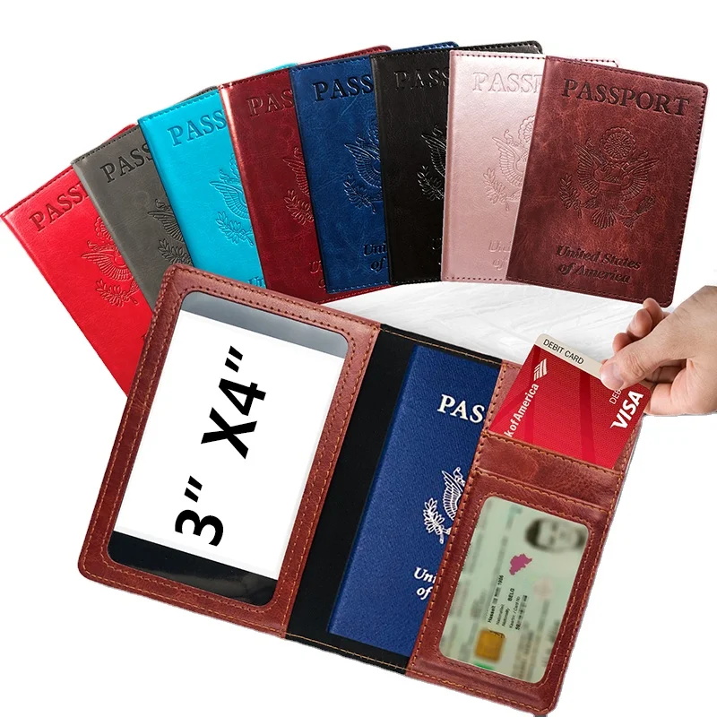 

2022 Custom Factory Price PU Leather Passport Holder Cover For Travel 4*3 card passport holder wallet