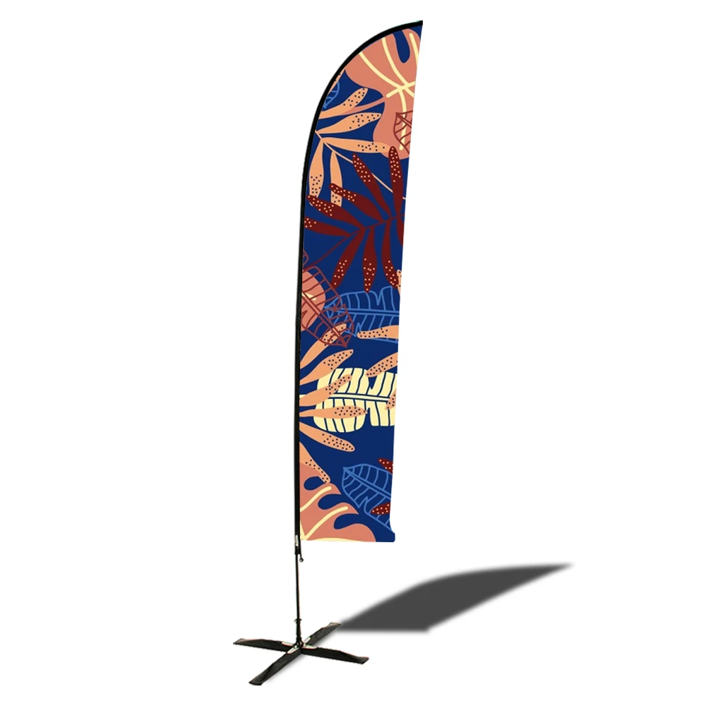 

17ft Convex Feather Advertising Flag Bow Head Banner With Cross Base & Water Bag, Cmyk 4 color printing