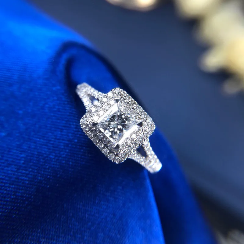 

Customized 1 Carat Princess Cut Lab Created Diamond Rings with Lab Grown Diamond in 14K Rose Gold