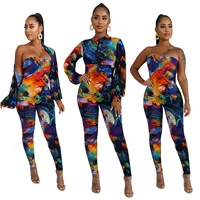 

Fashion Multicolored Strapless Summer Women Jumpsuit Two Pieces Set