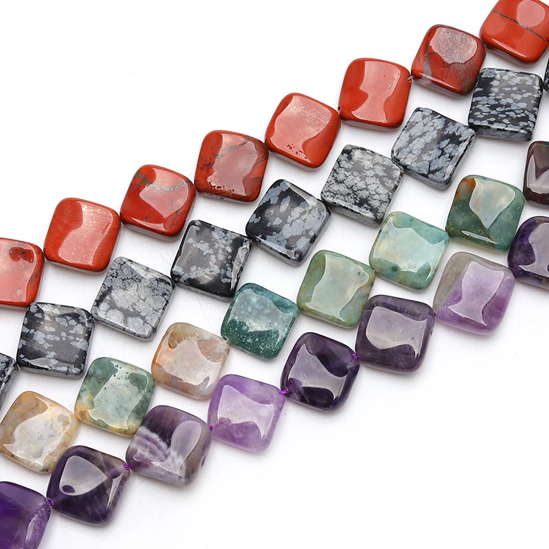 

Natural Gemstone Chakra Colorful Square Twisted Amethyst Loose Stones for Jewelry, 100% natural color