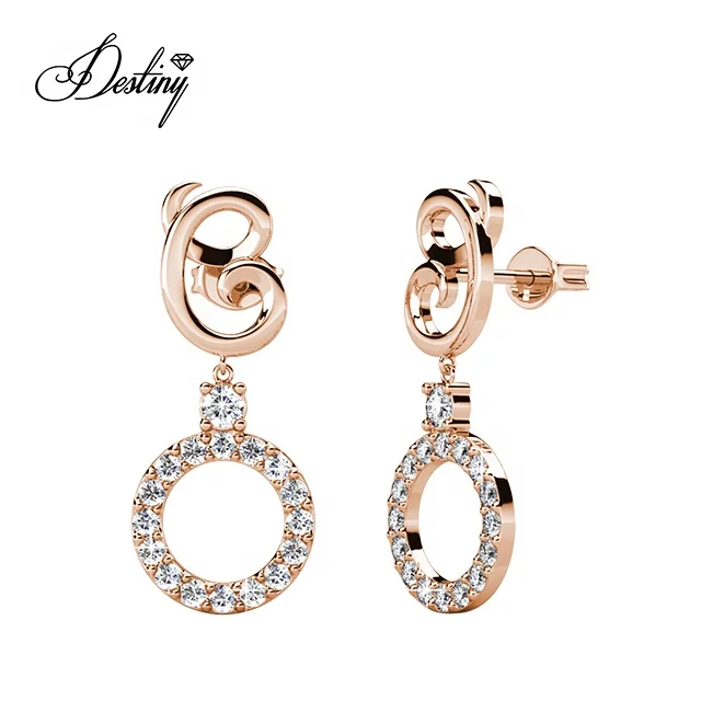 

Destiny Jewellery 2020 New gold plated Dangling Earrings jewelry With High Quality Sparkle Crystal, White /rose gold