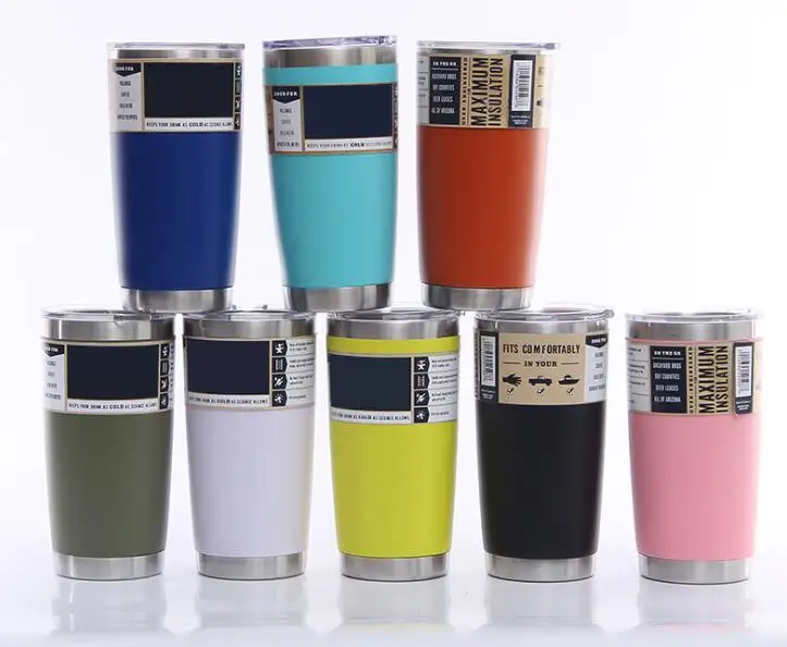 

20 oz 18/8 Double Wall Stainless Steel Insulated Water & Coffee Cup Tumbler Vacuum Travel Flask, White,black,yellow,blue etc.