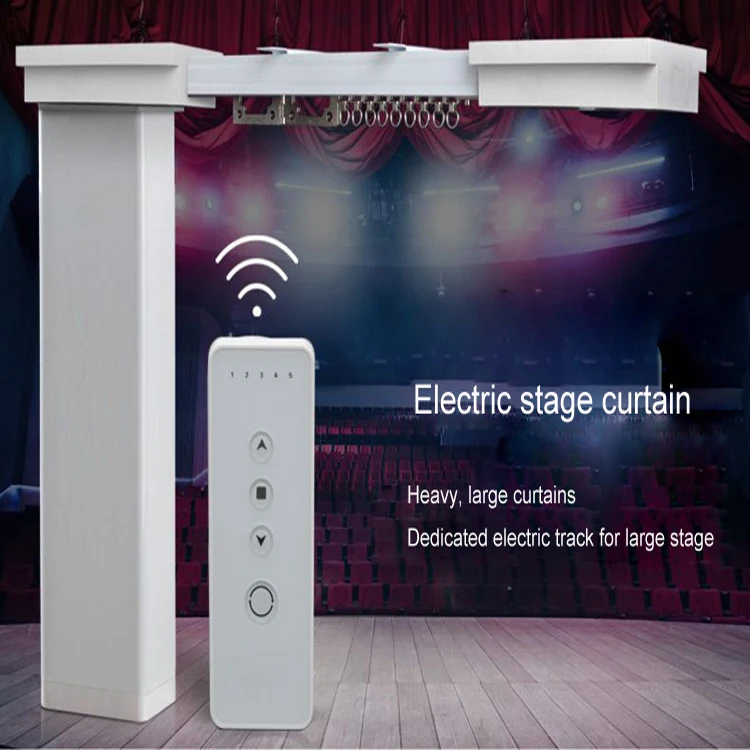 

220V AC heavy duty motorized remote control electric wide theatrical Stage Curtain Motor, White