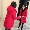 Women Down Coat mid-long style with pocket bf loose thick down cotton coat women Hooded Parka jacket in stock