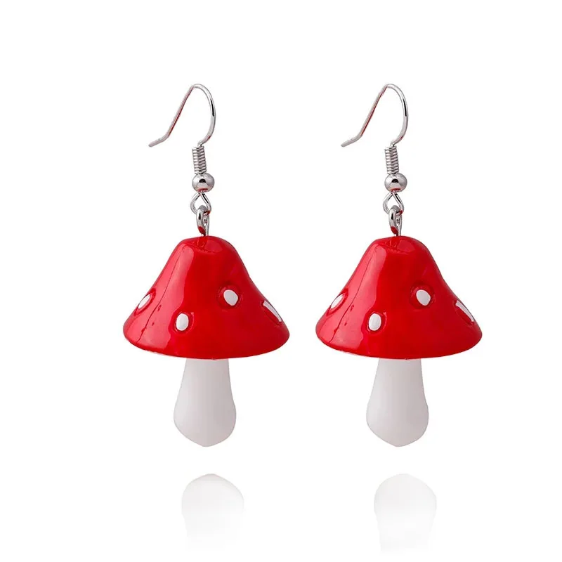 

Handmade Colorful Earrings Sweet Fresh Chic Charm Pendant Drop Earrings Funny Simulation Mushroom Earrings Jewelry for Women, Picture shows