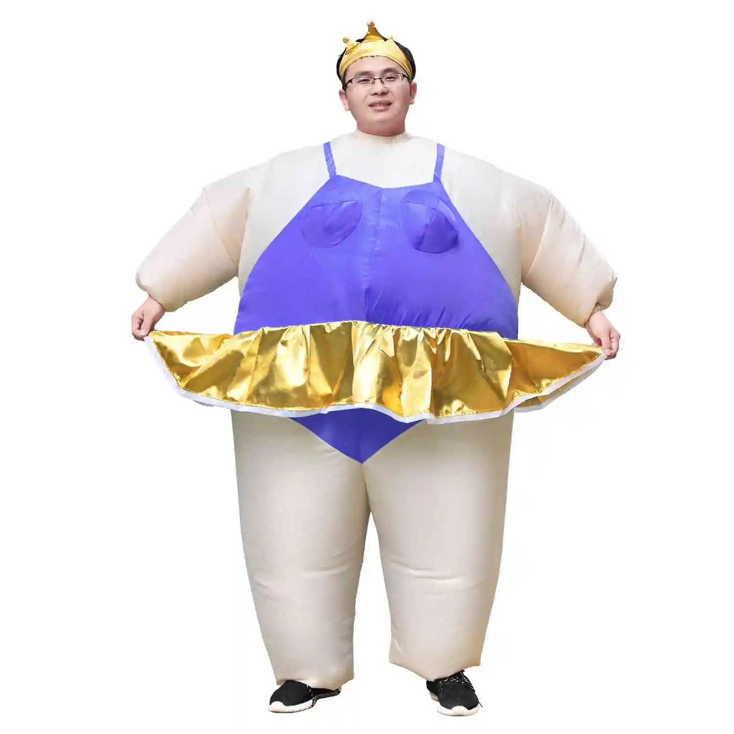 

Ballerina Inflatable Costume Tiara Crown Halloween Christmas Costume for Adult Purple