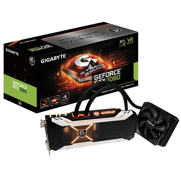 

GIGABYTE NVIDIA GeForce GTX 1080 Xtreme Gaming WATERFORCE 8G Used Graphics Card with All in One Closed Loop Water Cooling System
