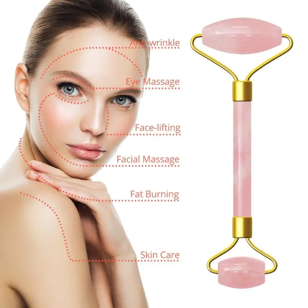 

Green Jade Beauty Bar Personal Health Care Vibration Waterproof Electric V Face 3D Facial Massage Jade Roller, Gold