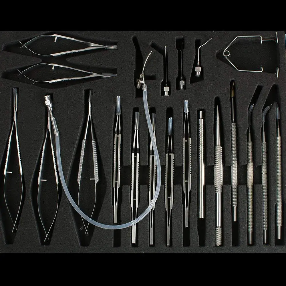 Kit De 21 Instrumentos Oftálmicos Quirúrgicos - Para Microcirugía O Estudiantes, Completo