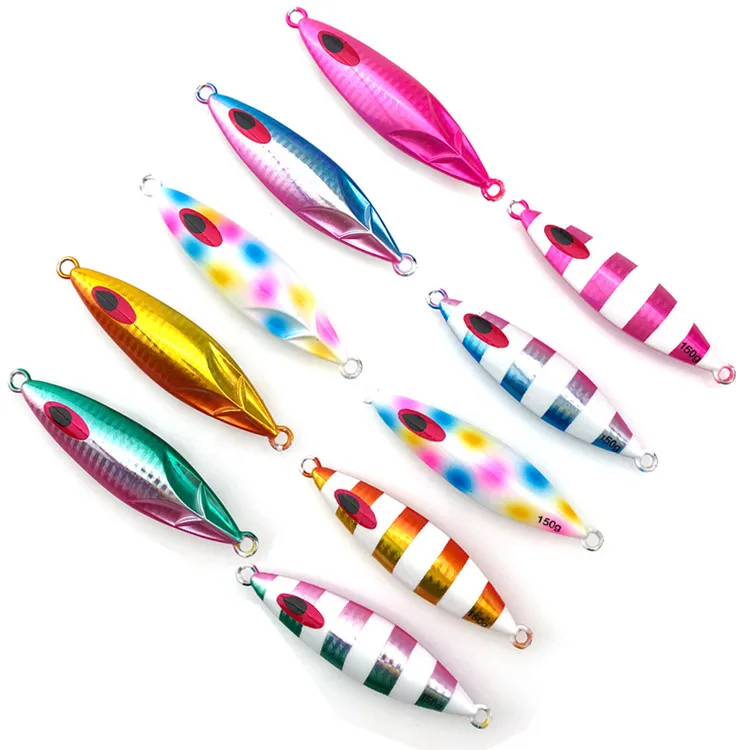 

Vertical Jig Fishing Metal Shore Power Lead Slow Pitch Jigging Lure 150g, 5 color or oem color