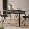 Turkish Best Quality Dining Table Set Polo Table Metal Leg leather black 75 * 120-75 * 150 cm