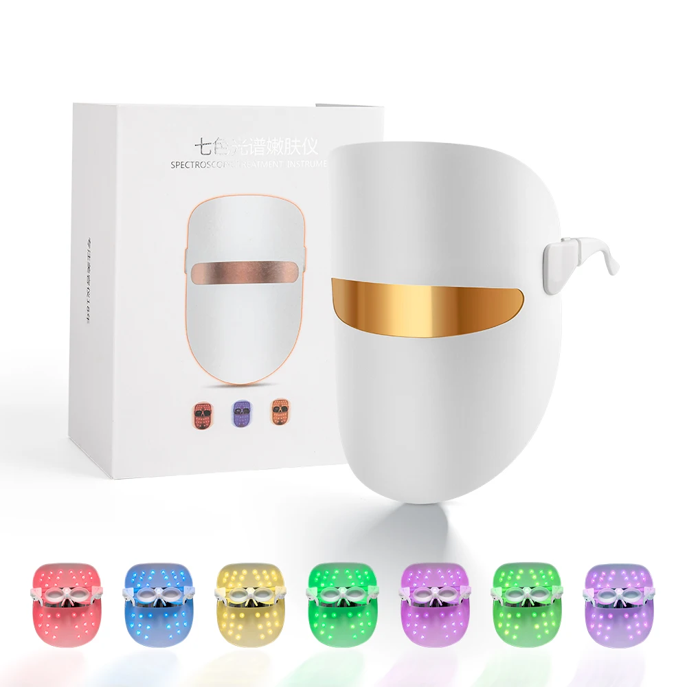 

Dazzle Health OEM Portable Korean Beauty Salon Home Photon Led PDT Facial Mask 7 Color Led Light Therapy Face, White+gold