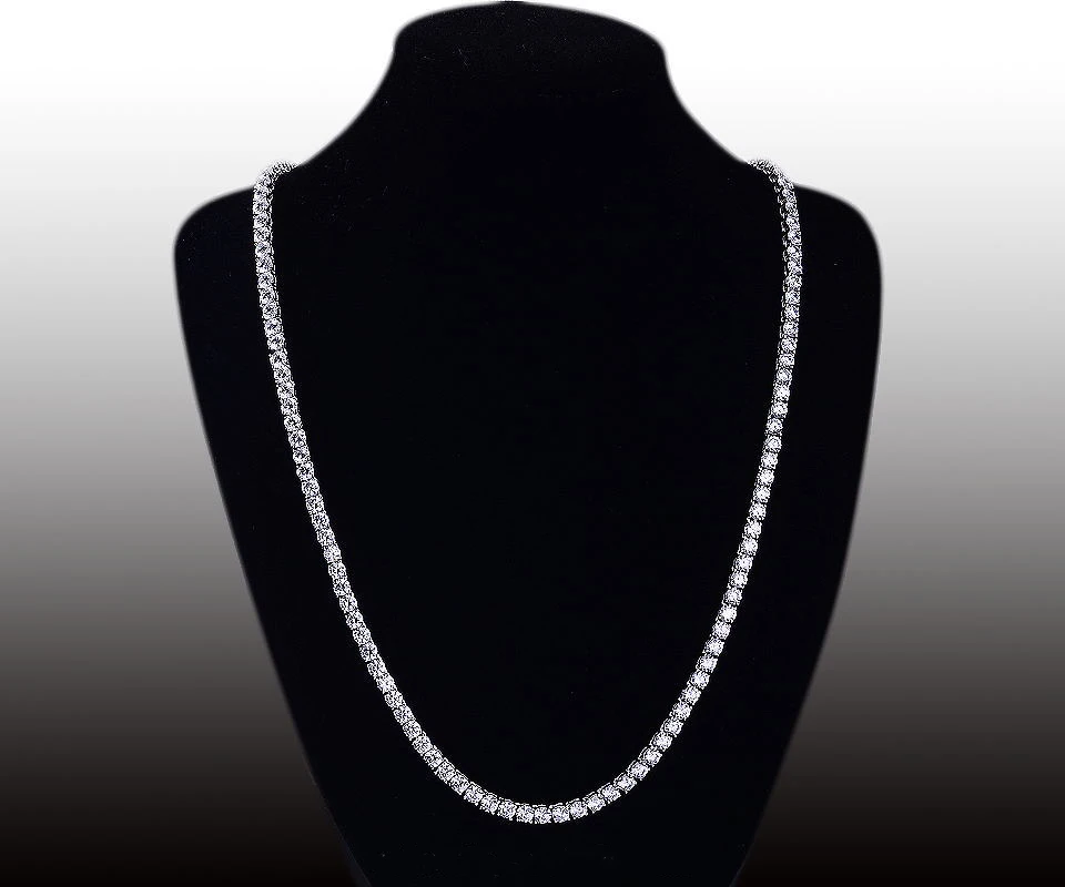 

High Guality Hip Hop Trendy Round Cz Chain Necklace for Men Women Boys 3/4mm Cubic Zirconia Tennis Chains 925 Sterling Silver
