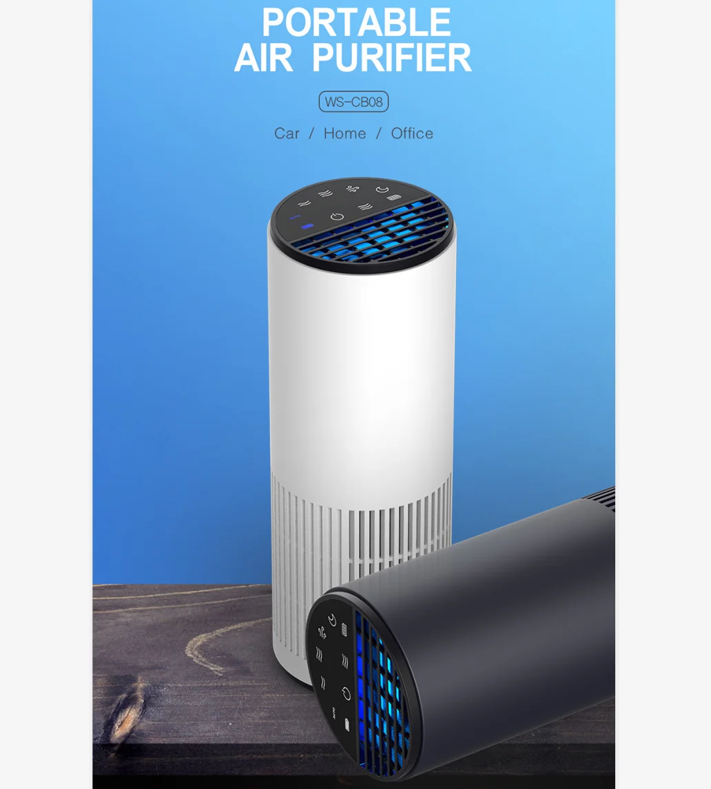 
Ture HEPA 13 Filter PM2.5 Air Purifier Cleaner with Battery for Car, Bedroom, Desktop 