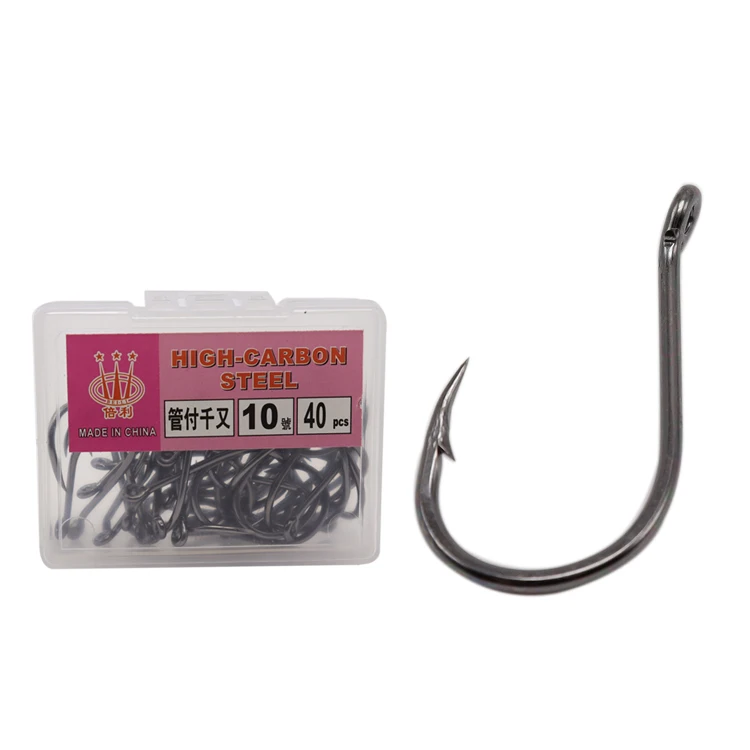 

Factory High Carbon Steel Boxed Barbed Fishing Hooks Fish Box Hook With Circle 100pcs Hooks