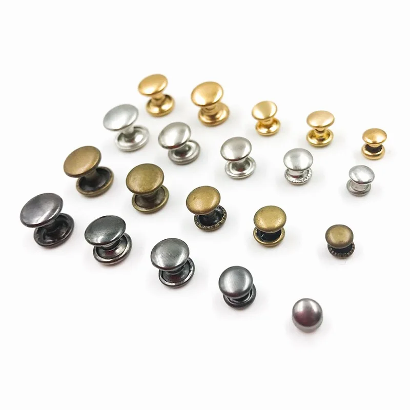 

Fashion Custom Metal Brass Double Head Cap Press Rivets Buttons For Leather, Anti-brass, gold, black, gun metal, silver, nickle, copper,