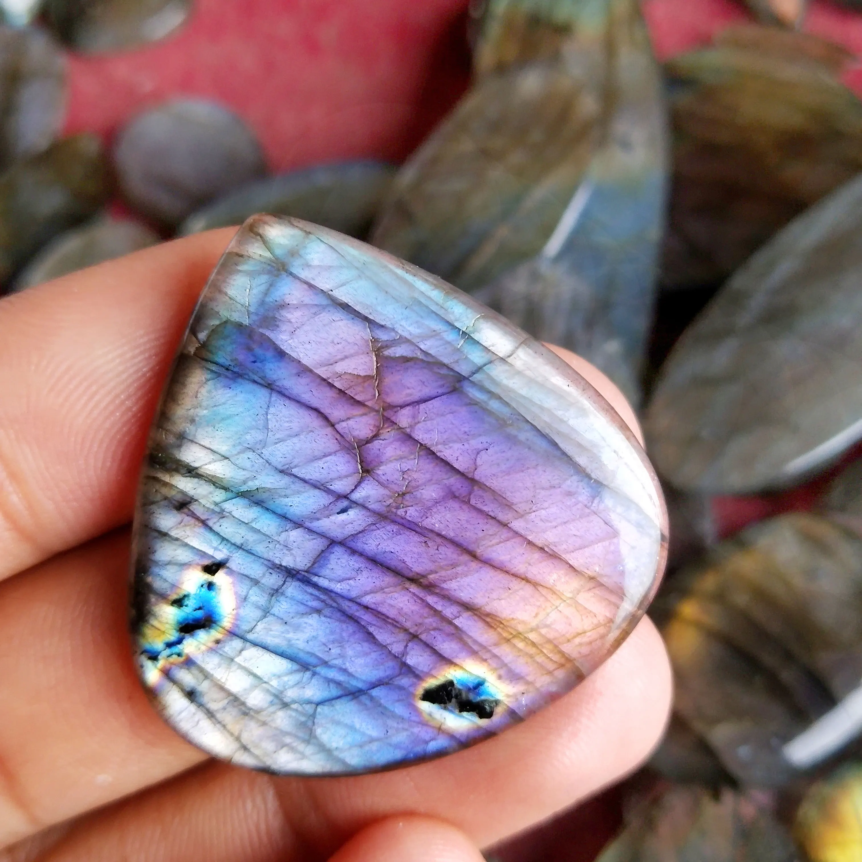 Purple Fire Labradorite Stone Oval Shape AAA Quality Labradorite Beautiful Gemstone Cabochon sale Natural Labradorite Stone 137 Size :51x49x8mm