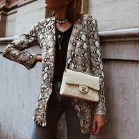 

Stylish Lapel Snakeskin Printed Blazer For Ladies