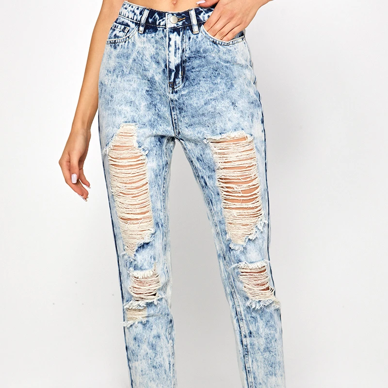 

High Quality Ripped Jeans Women Casual Street Wear Women Skinny Jeans Women Denim ripped jeans