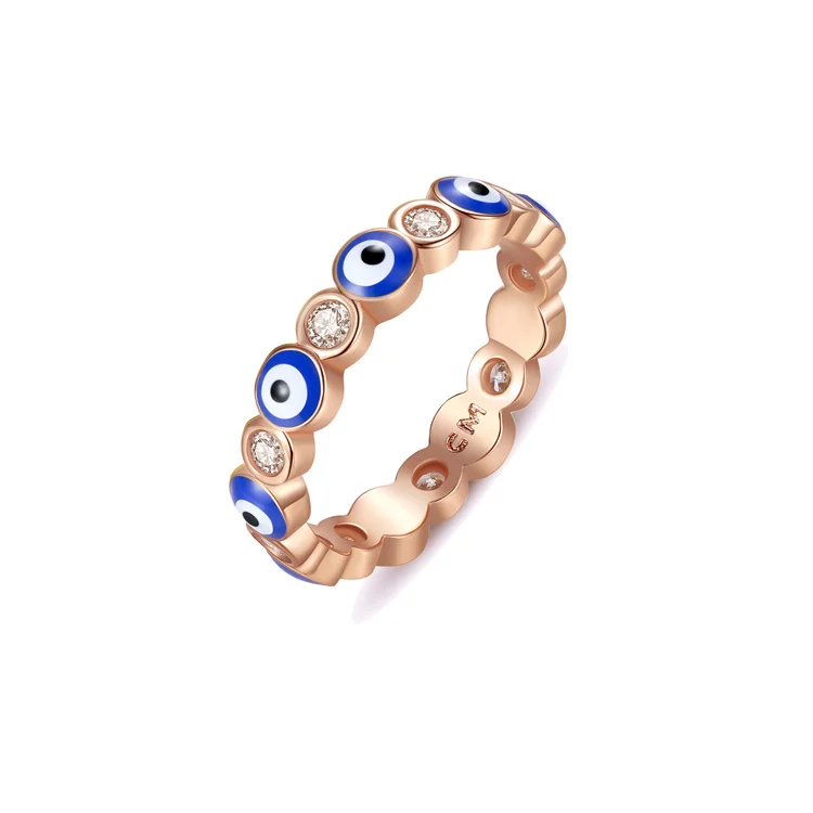 

Rose Gold Plated Evil Eye Micro Inlay Zircon Fashion Charm Rings for Women Jewelry