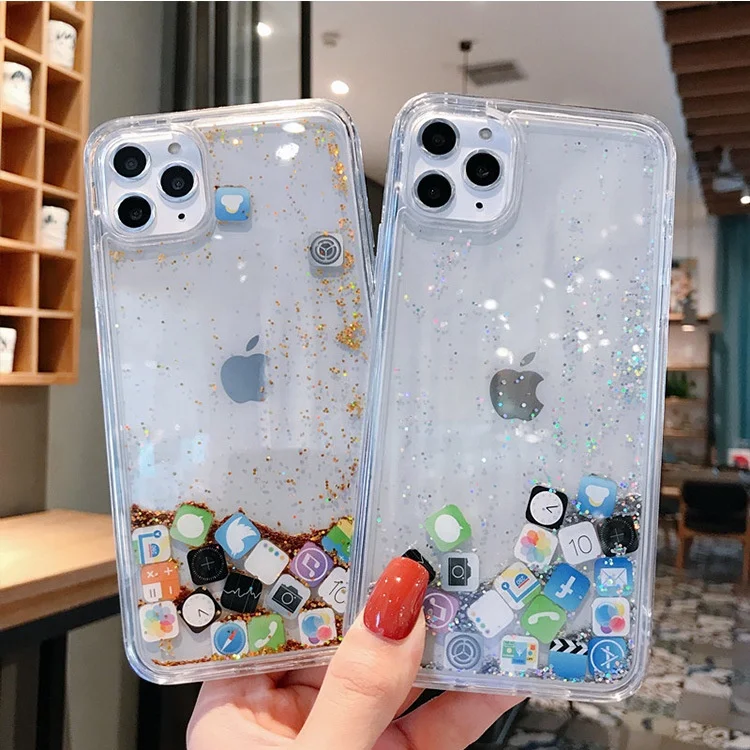 

Liquid Glitter Colorful Bling Quicksand for IOS APP for Apple for iPhone 11 Luxury Case for iPhone 12 PRO MAX 13
