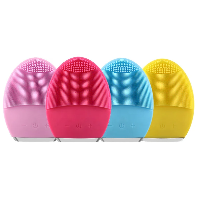 

IPX7 Waterproof Electric Silicone Facial Scrub Brush Facial Cleansing Brush Ultrasonic Facial Brush Massager, Red, pink, blue