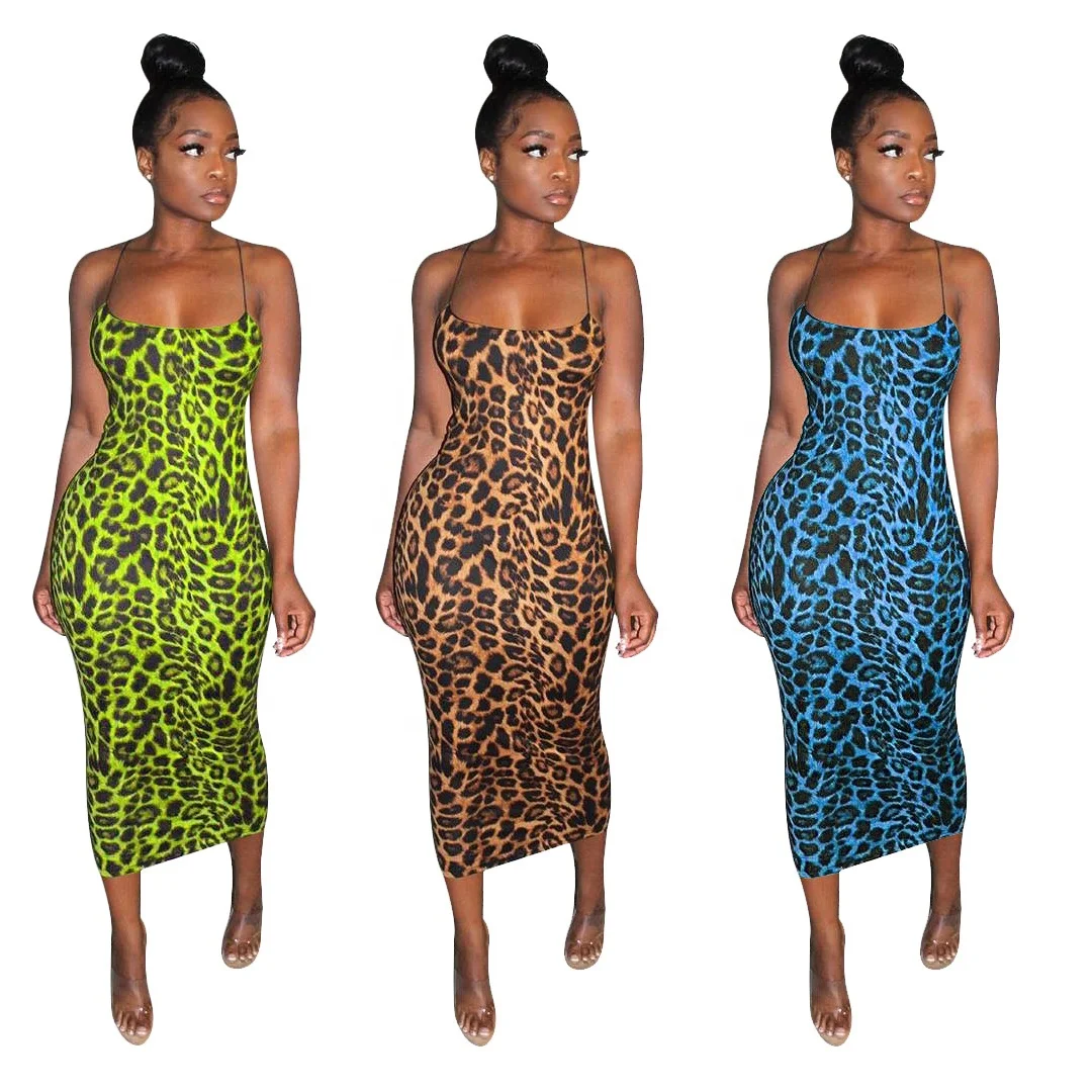 

Nightclub Dress 2021 Hollow Out Sling Sexy Women Dress Suspender Plus Size Women's Leopard Print Dress