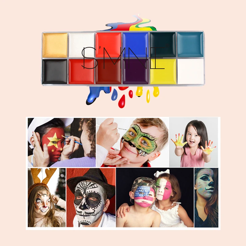 

12 Color Palette Easy Fun With Body Painting Palette Hot Selling Strong Functionality Body Face Painting Cosmetics