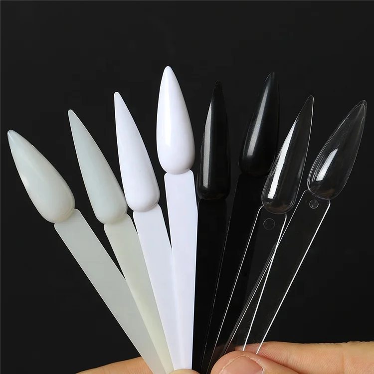 

40pcs/lot 2 size 4 colors False Nails Display Tips Stiletto faux ongles espositore nail wheel clear tip nail Showing Shelf Salon, Natural white clear black