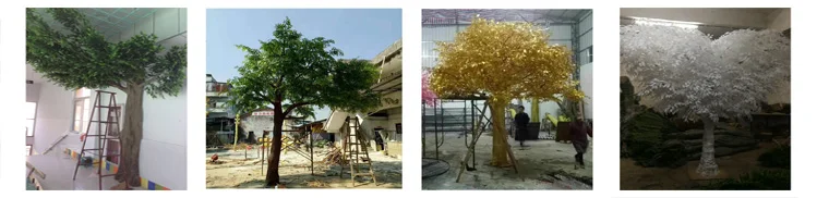 500cm height real wood tree trunk + PEVA artificial leaves cheap artificial banyan tree , artificial ficus for indoor decoration