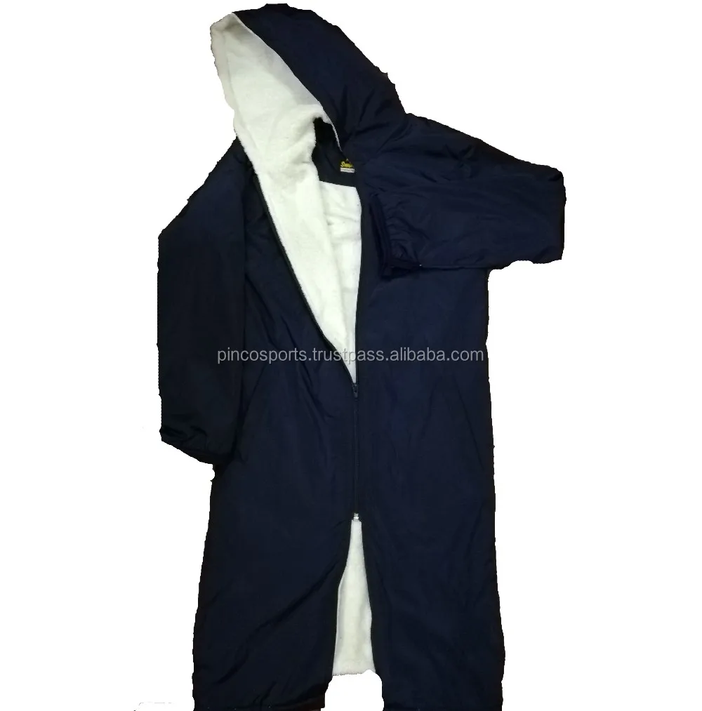 Youth Fleece Lining Swim Parka Unisex Swimming Parka Stripe Swim Parka