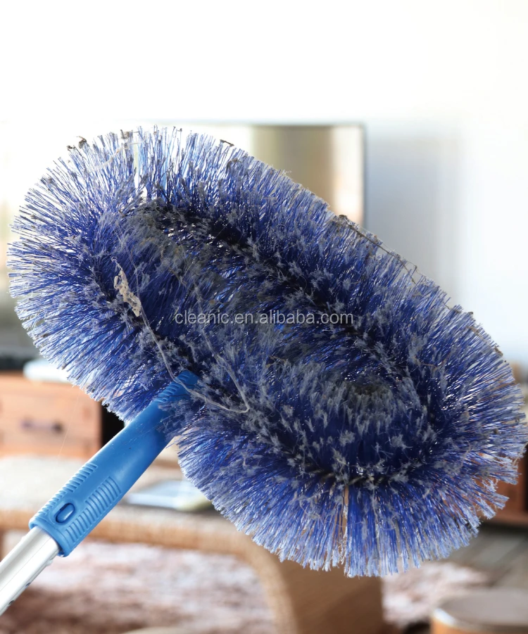 Blue Plastic Cobweb High Ceiling Fan Cleaning Duster Brush With