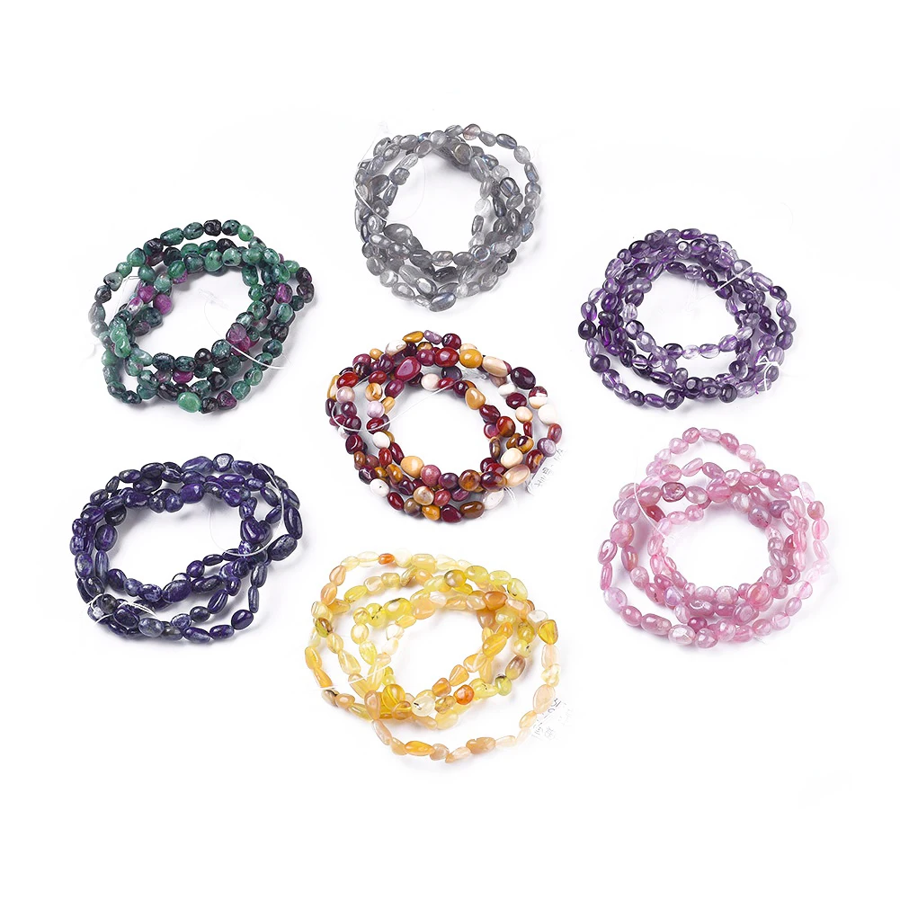 

Natural 5-8mm Freeform Aquamarine Stone Beaded Bracelets Healing Crystal Gemstone Nugget Bracelet For Women Mens Girls