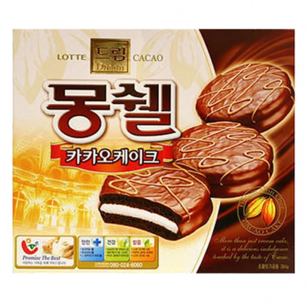 
Lotte Monshelcacao (large) 384gx8ea, Korean instant snack, soft taste sweet bread milk digestive cream choco 