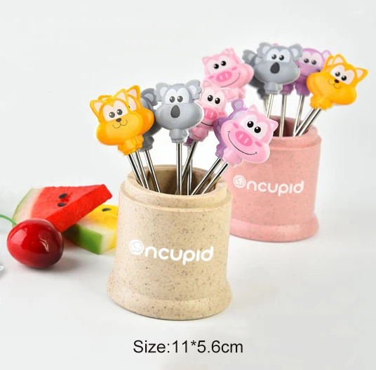 Household animal cartoon baby fruit skewer set 304 stainless ste cute children fruit forks creative little fork