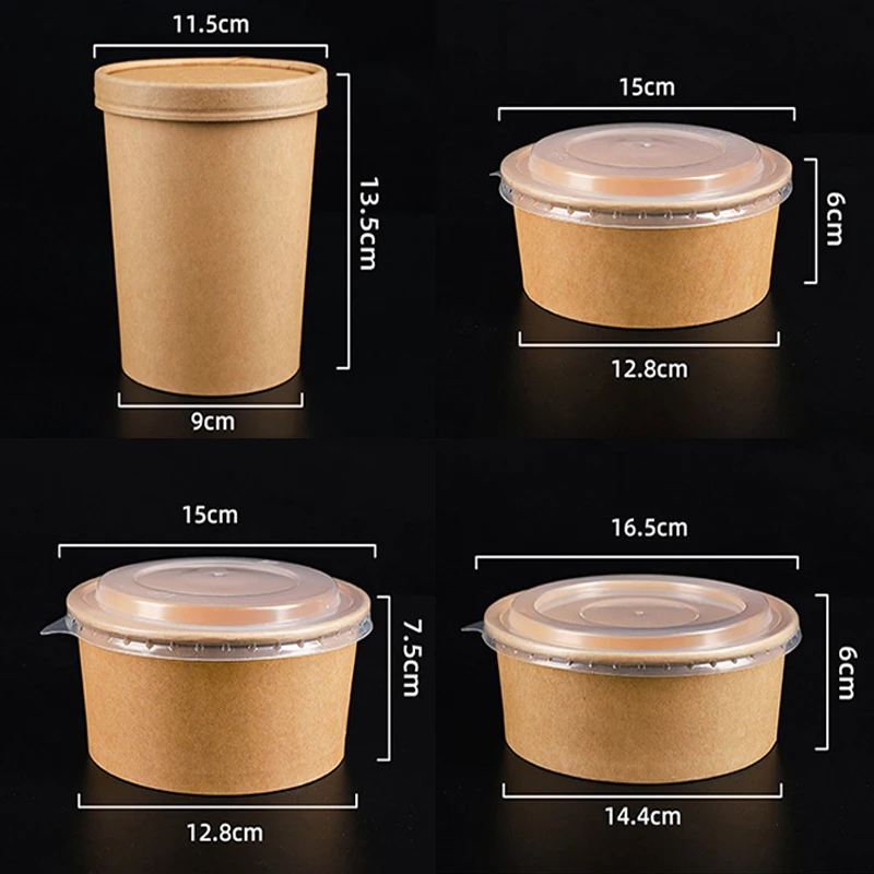 

soup container 500ml 750ml 1000ml 1100ml 1300 ml 1500ml disposable soup bowl paper container for food noodle pho, 1-6 colors