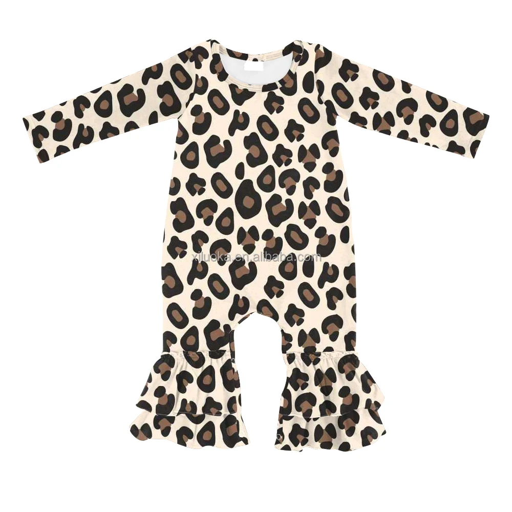 

Wholesale Long Sleeve Newborn Boutique Clothing Baby Leopard Print Romper