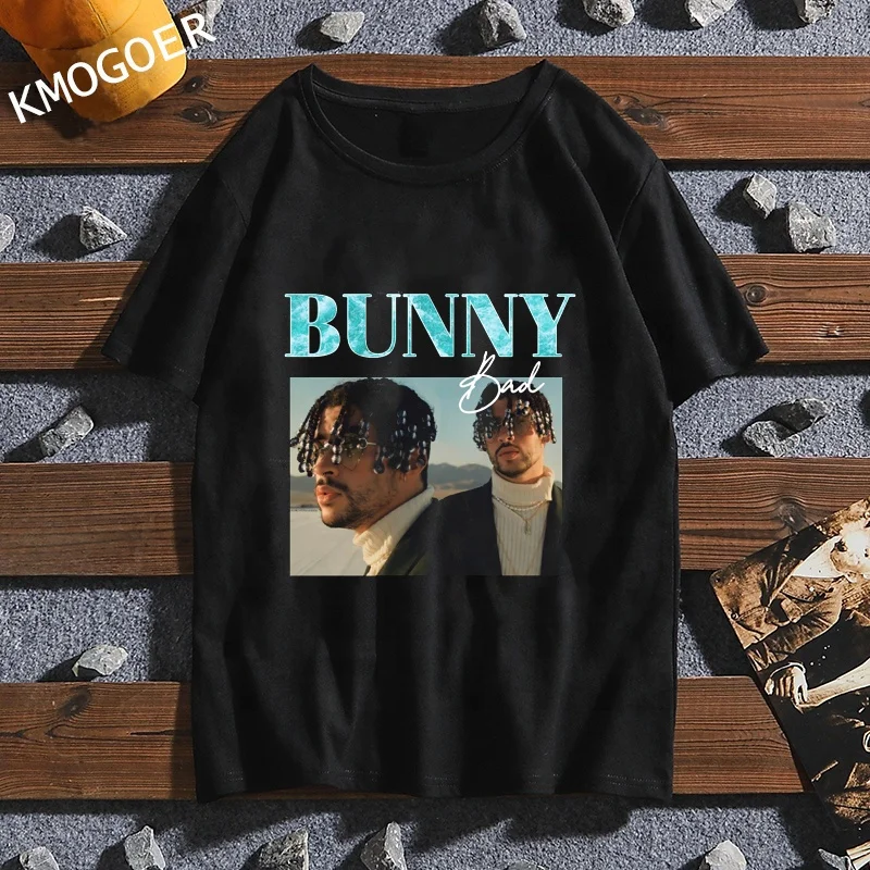 

Wholesale Hip Hop Men T Shirt Cotton Hip Hop Rapper Unisex Bad Bunny T-Shirt Black Oversized Tee Shirt Men Tshirt